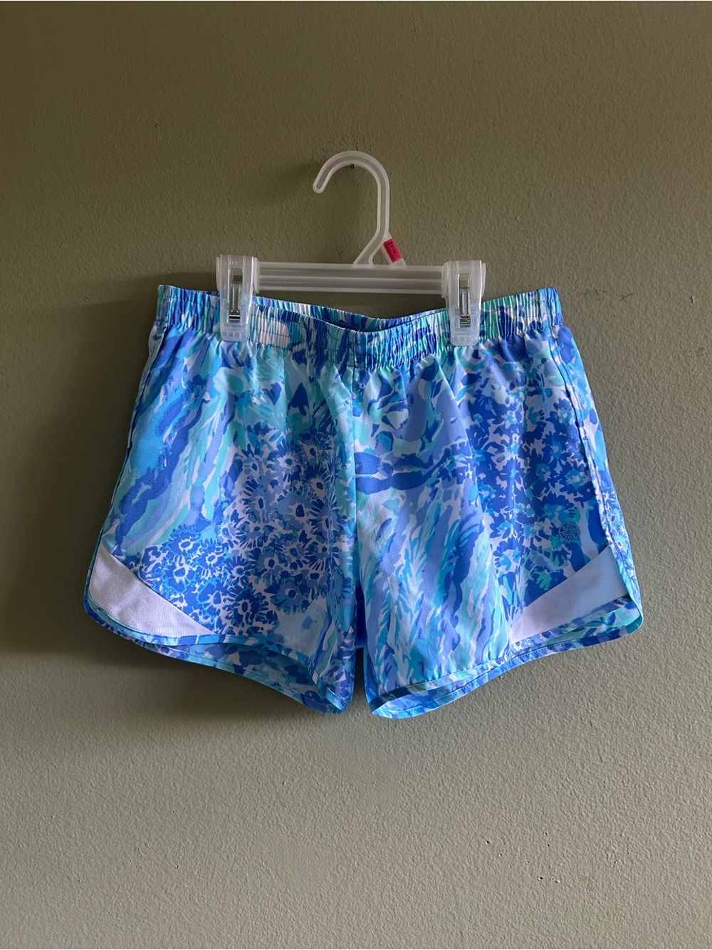 Lilly Pulitzer Luxletic Blue & Aqua Print Athletic Shorts Sz XXS